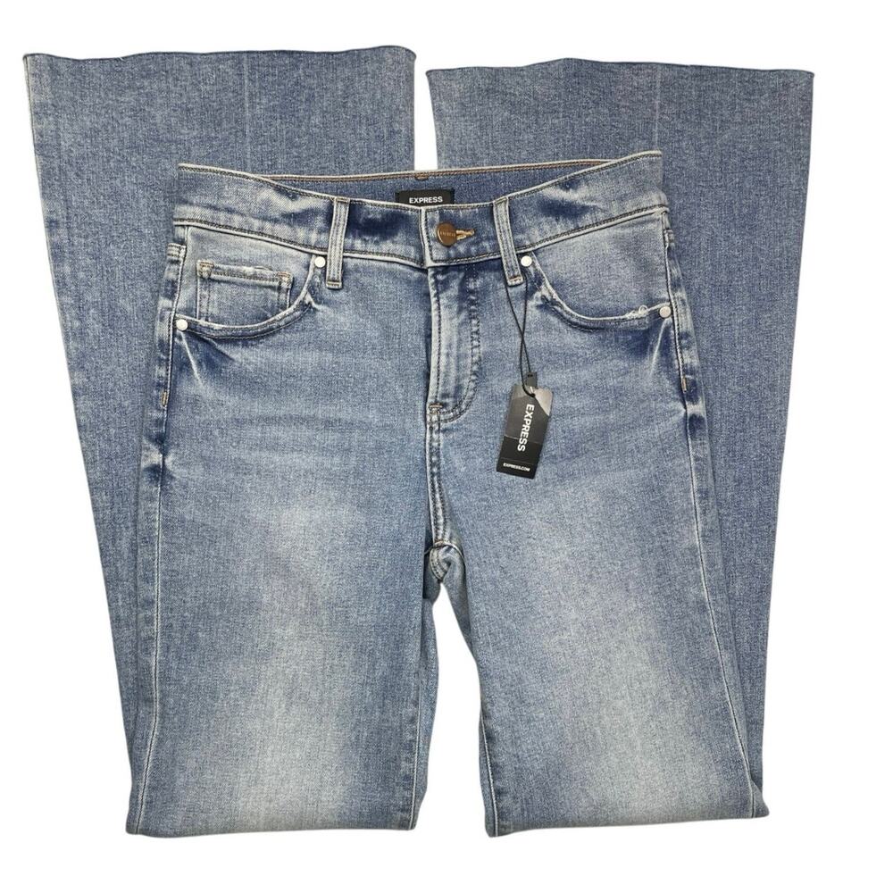 NWT - Express 70's Flare Mid Rise Light Wash Denim Jeans